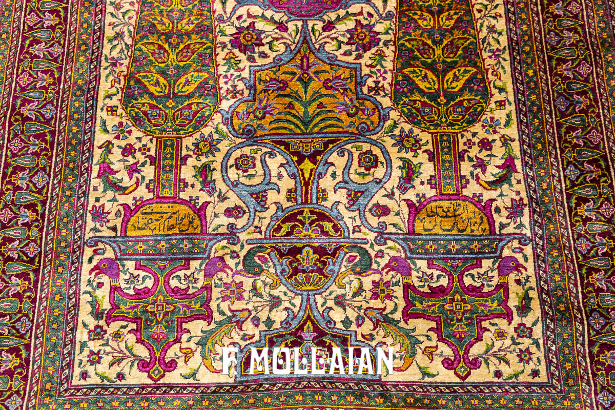 Rare Rug Farahan Silk Signed “Zel Al-Soltan” n°:705694